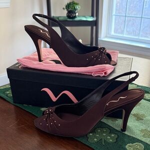 Nina Dark Brown Slingback Heels